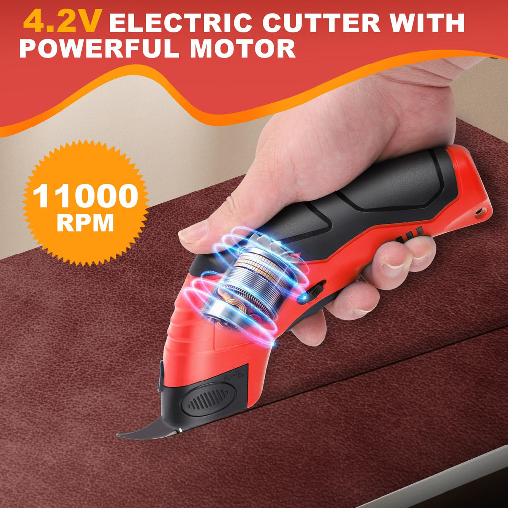 Cordless Electric Scissors 4 2V Rechargeable with 3 Blades Safety Lock for Fabric Cardboard Carpet zrendora
