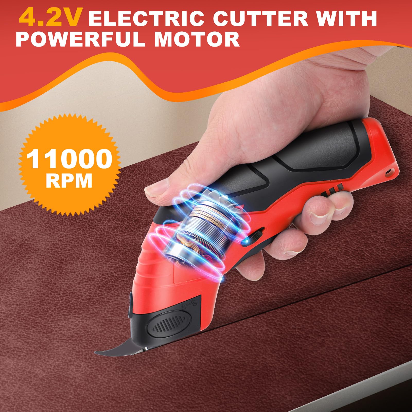 Cordless Electric Scissors 4 2V Rechargeable with 3 Blades Safety Lock for Fabric Cardboard Carpet zrendora