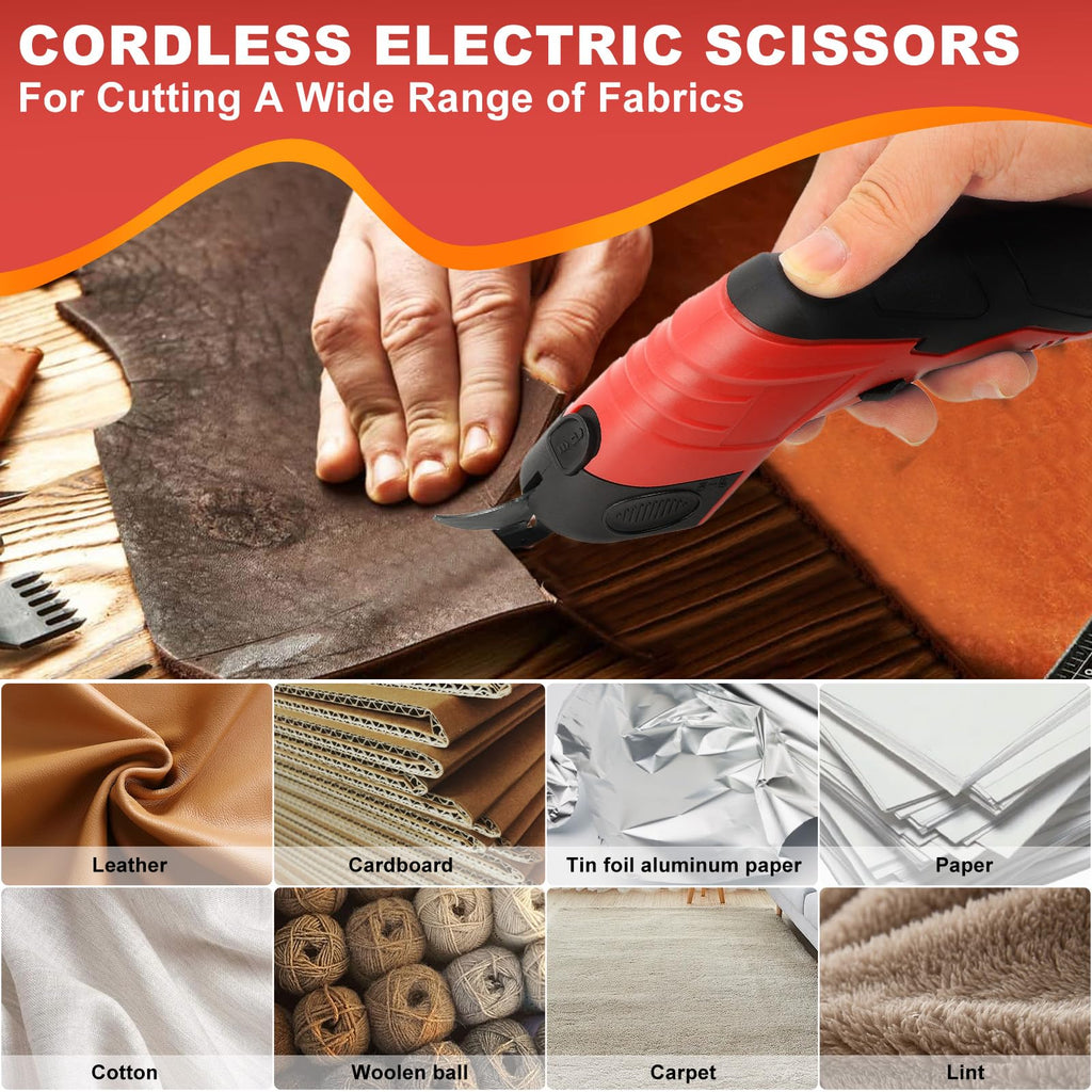 Cordless Electric Scissors 4 2V Rechargeable with 3 Blades Safety Lock for Fabric Cardboard Carpet zrendora