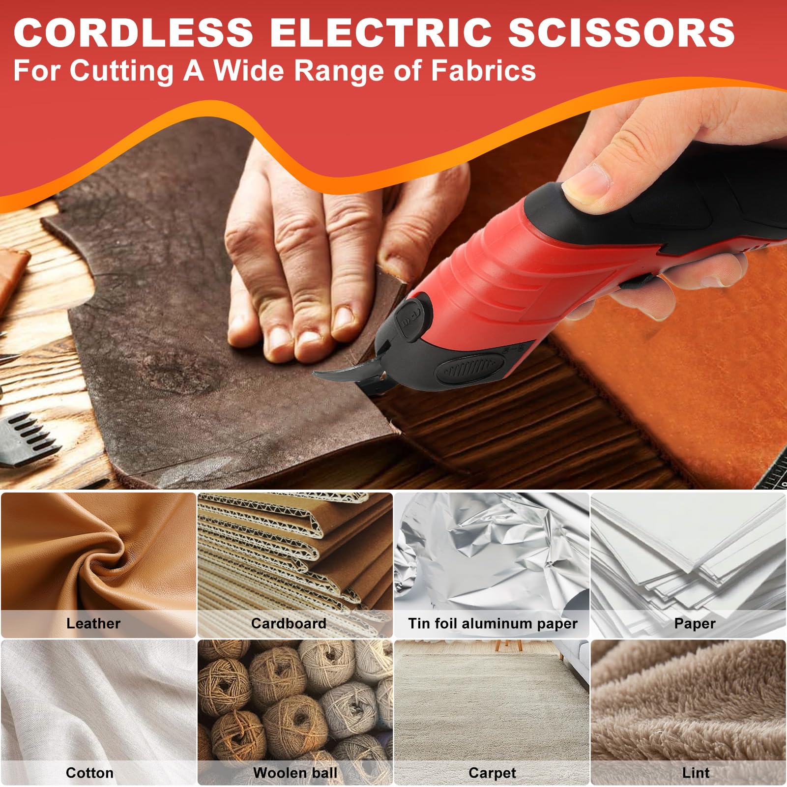 Cordless Electric Scissors 4 2V Rechargeable with 3 Blades Safety Lock for Fabric Cardboard Carpet zrendora