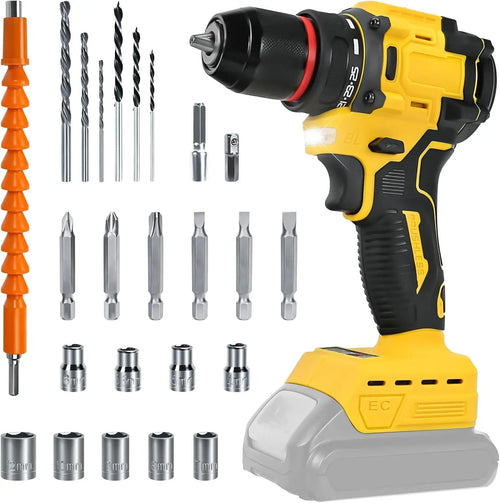 Cordless Drill Driver Compatible with Dewalt 20V Battery Brushless Two Speed zrendora