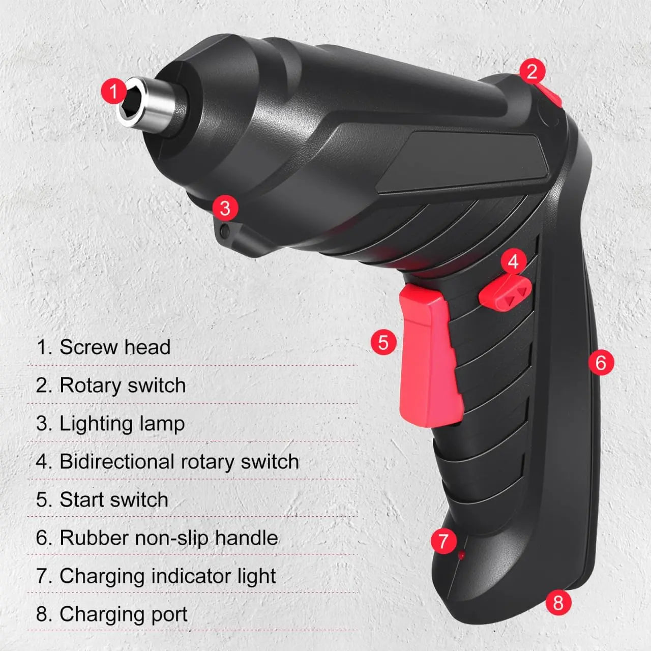 Cordless Rechargeable Screwdriver Set Compact Electric Drill with LED Light zrendora
