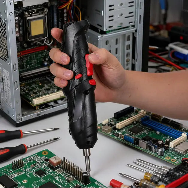 Cordless Rechargeable Screwdriver Set Compact Electric Drill with LED Light zrendora