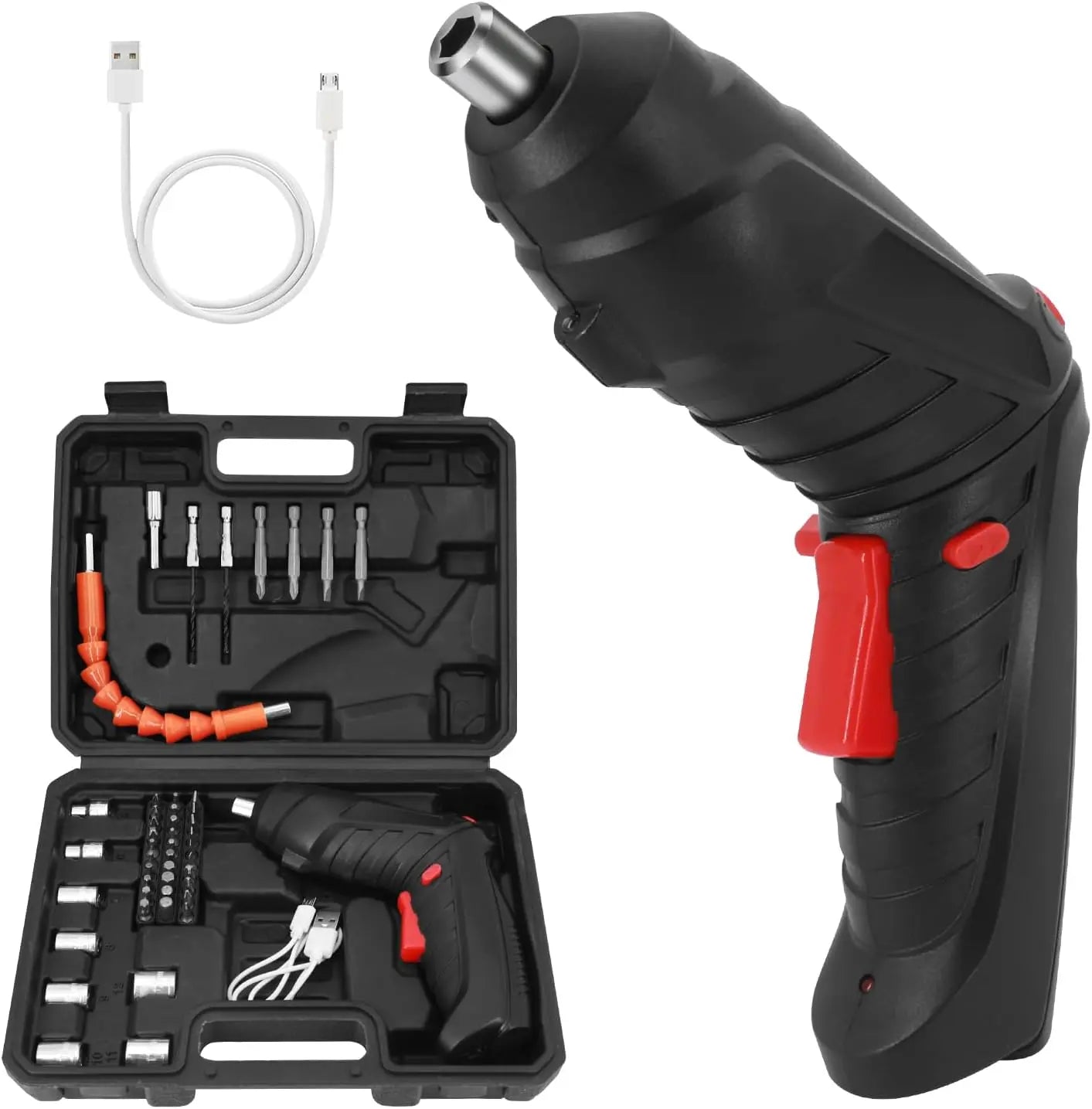 Rechargeable Electric Screwdriver Set 3.6V Cordless with 47 Piece Accessories zrendora