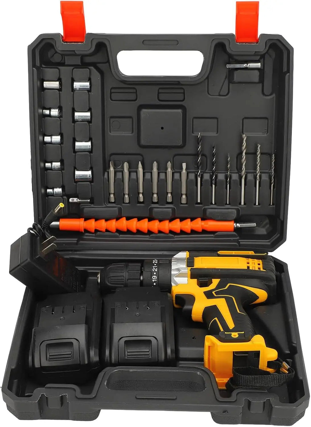 21V Lithium Cordless Drill Driver Kit with Two Batteries and Charger zrendora